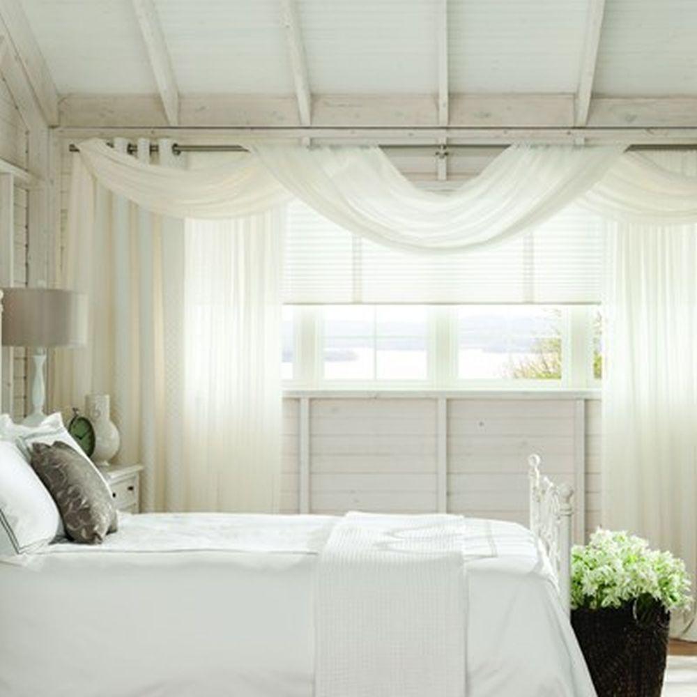 Off White Window Scarves Valances Treatments The Home Pole Mounted Fabric Valance
