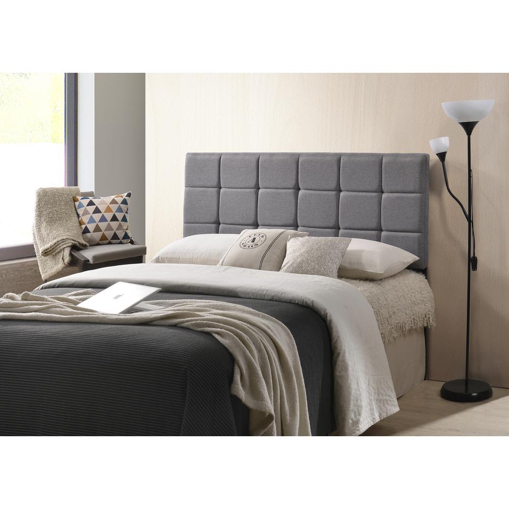 Poly and Bark Gray Rochelle Panel-Tufted Headboard, Queen Size-EM-296