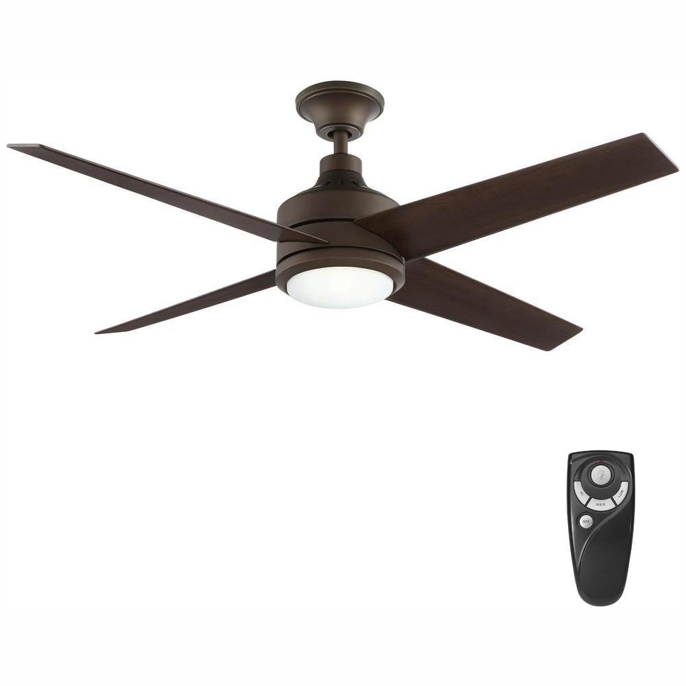 Home Decorators Collection Mercer 52 In Integrated Led Indoor Oil Rubbed Bronze Ceiling Fan With Light Kit And Remote Control