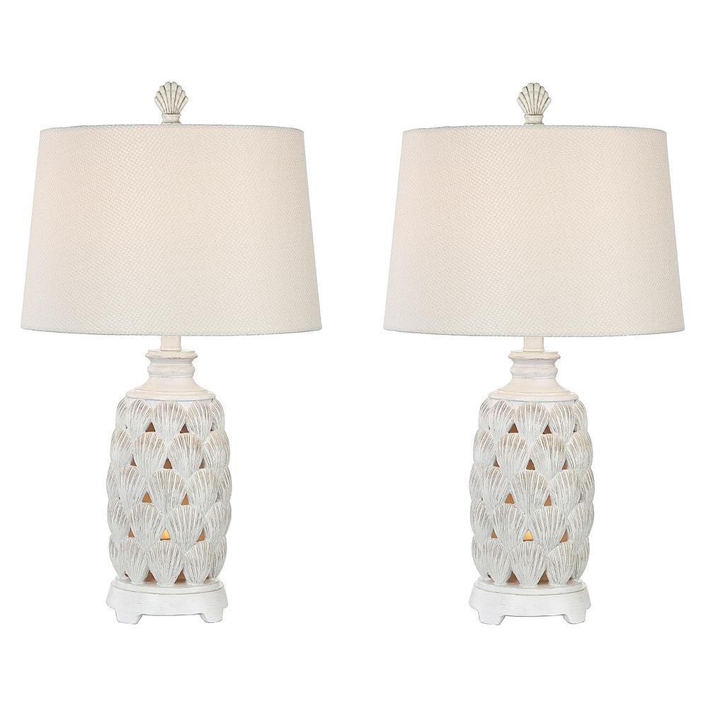 25 In Antique White Indoor Table Lamp Set