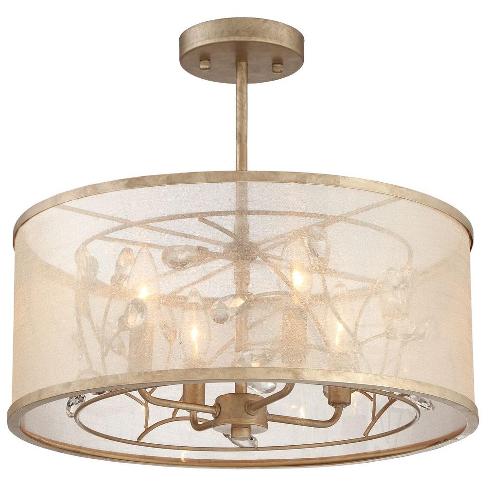 Minka Lavery Sara S Jewel 4 Light Nanti Champagne Silver Semi Flush Mount