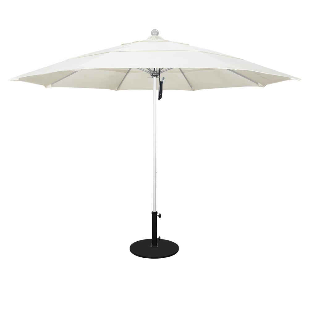 California Umbrella 11 Ft Silver Anodized Aluminum Pole Market Fiberglass Ribs Pulley Lift Outdoor Patio Umbrella In Canvas Sunbrella Alto118002 5453 Dwv The Home Depot