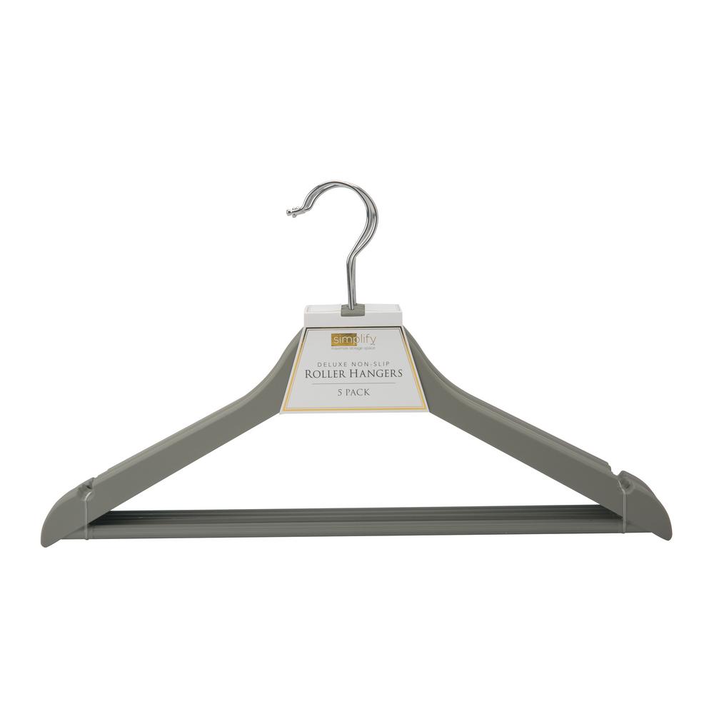 Simplify Rubberized Woodlike Sturdy Roller Hanger (3Pack)23185GREY