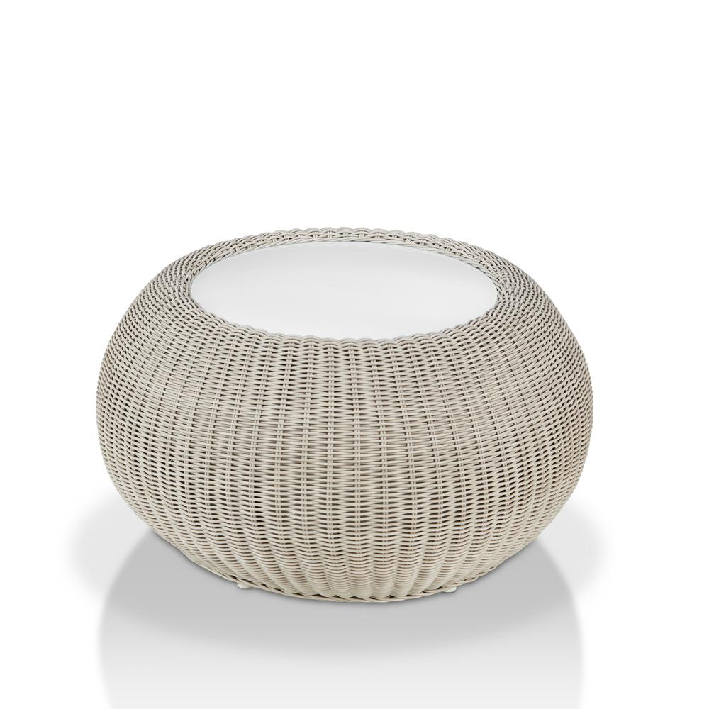 Round Wicker Wood Coffee Tables Accent The Home Depot Gooding Gray White Rattan Coffee Table