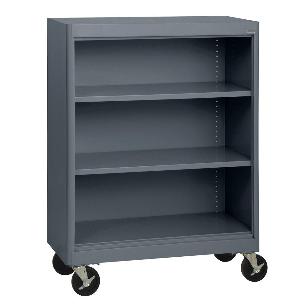 Sandusky 58 in. Charcoal Metal 4shelf Cart Bookcase with Adjustable
