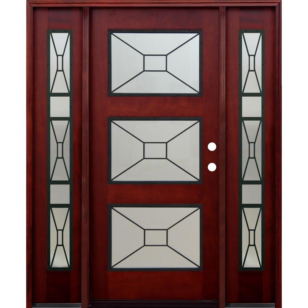 Pacific Entries 36 In X 80 Contemporary 3 Lite Mistlite Stained Pacific Entries 36 In X 80 Contemporary 3 Lite Mistlite Stained Mahogany Wood