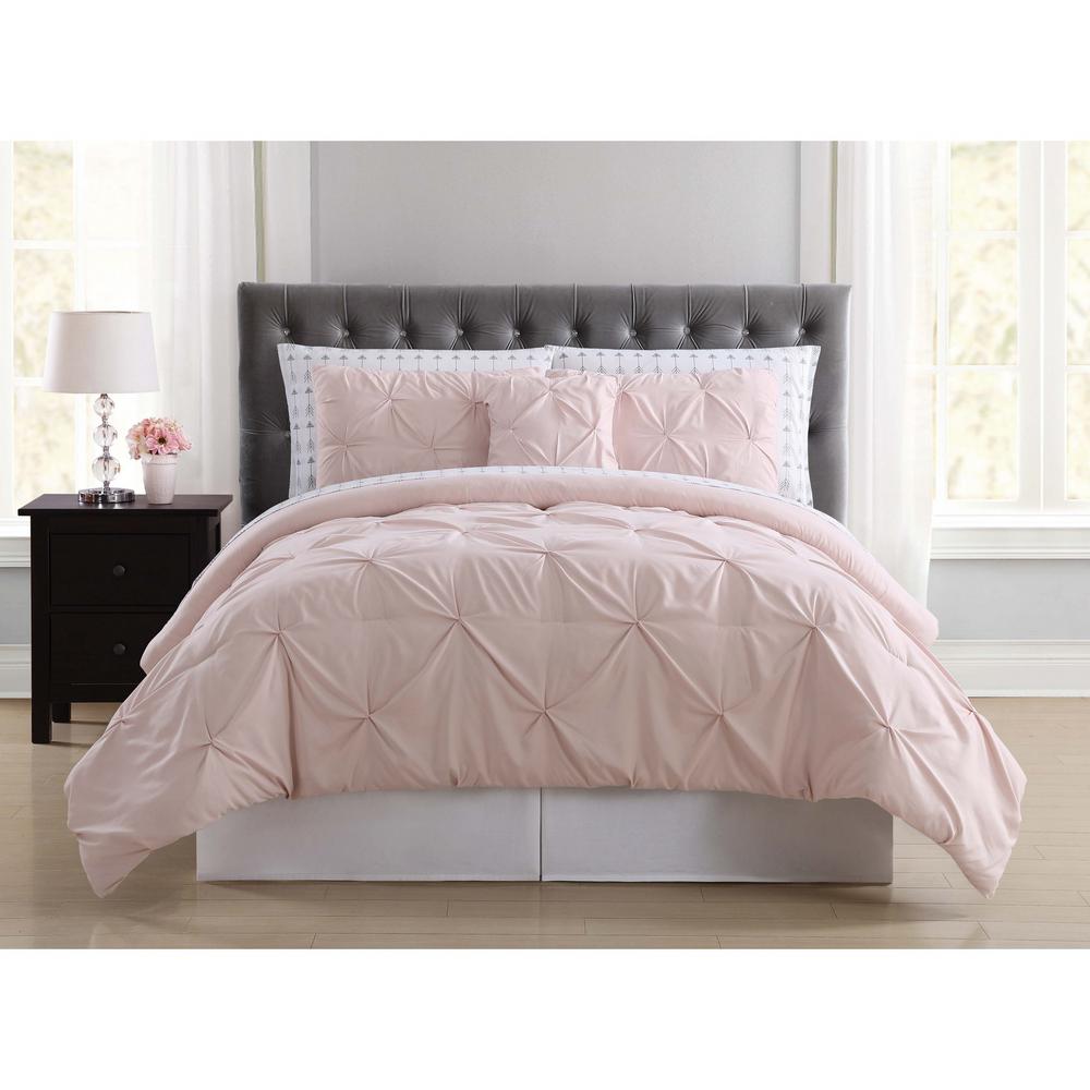 Twin Xl Polyester Pink Comforters Comforter Sets Bedding Arrow Pleated Blush Twin Xl Bed In A Bag