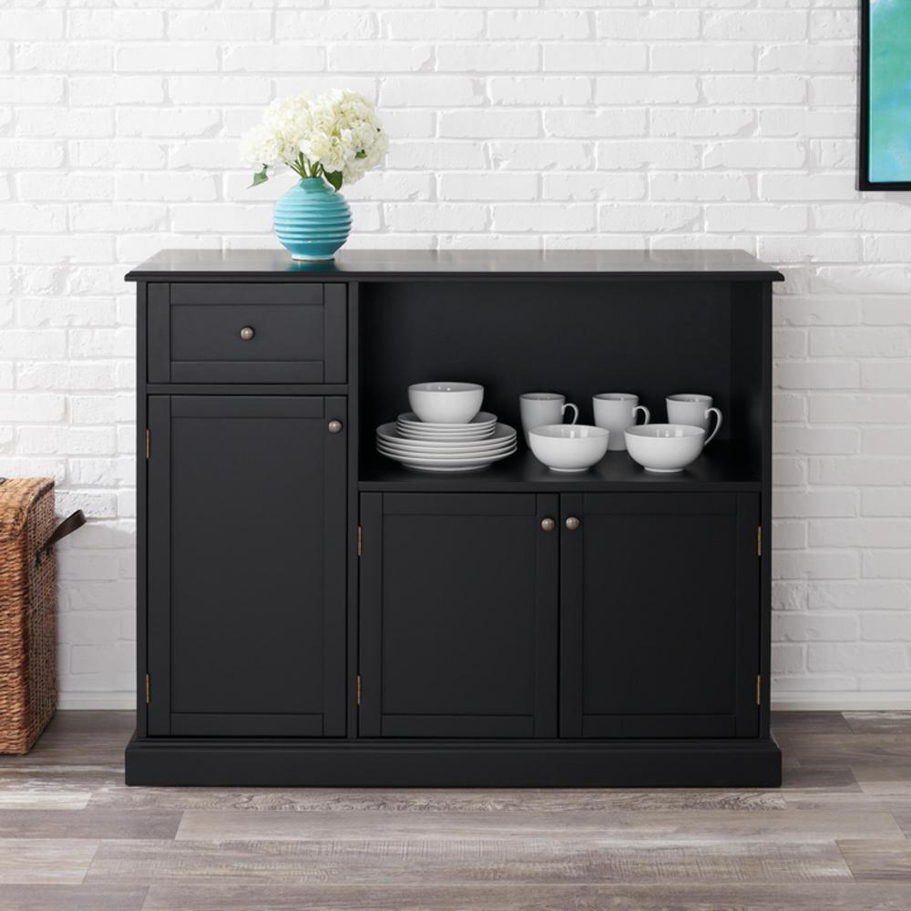 Stylewell Stylewell Black Wood Transitional Kitchen Pantry 46 In W X 36 In H Sk19312br1 B The Home Depot