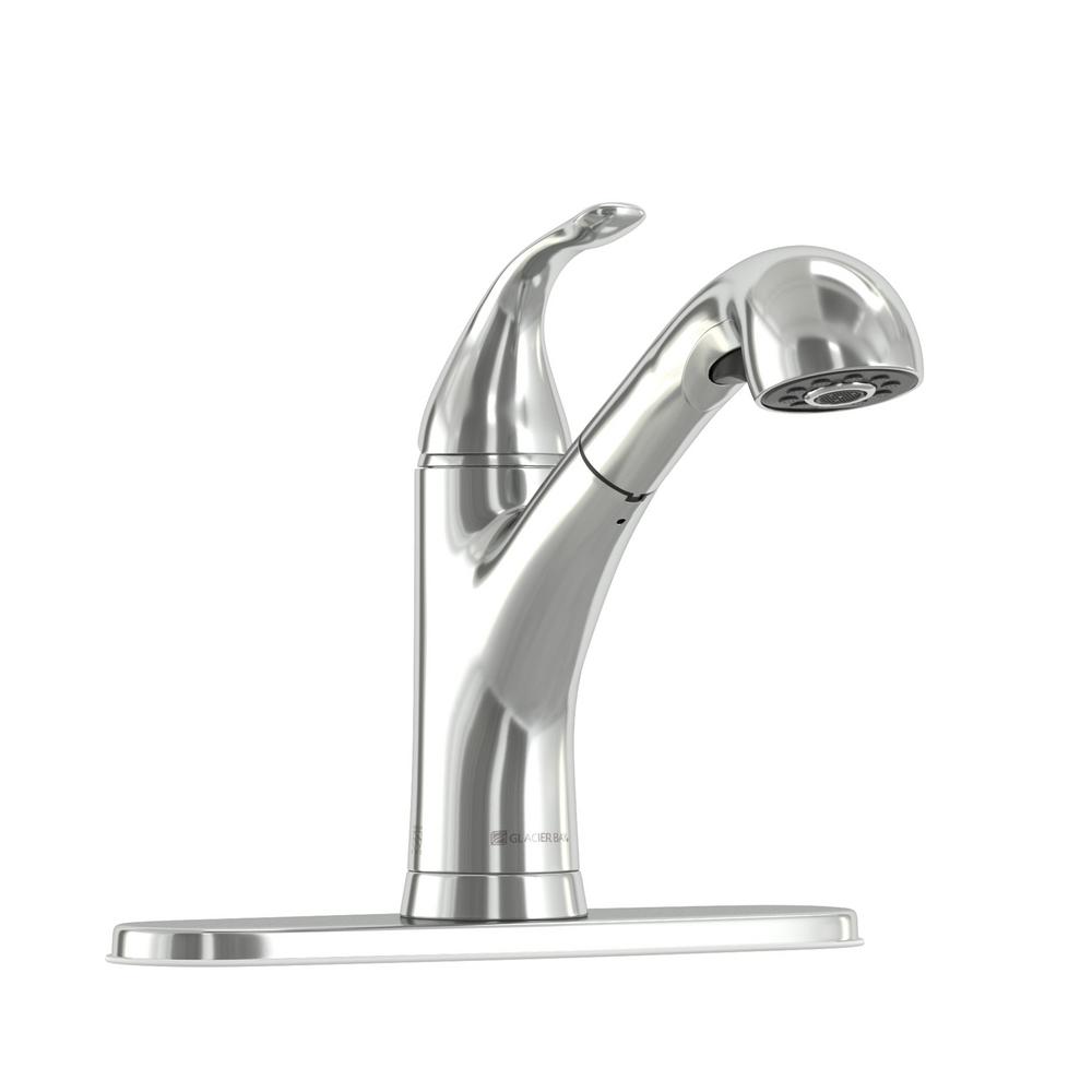 Glacier Bay Market Single Handle Pull Out Kitchen Faucet With Turbospray And Fastmount In Chrome