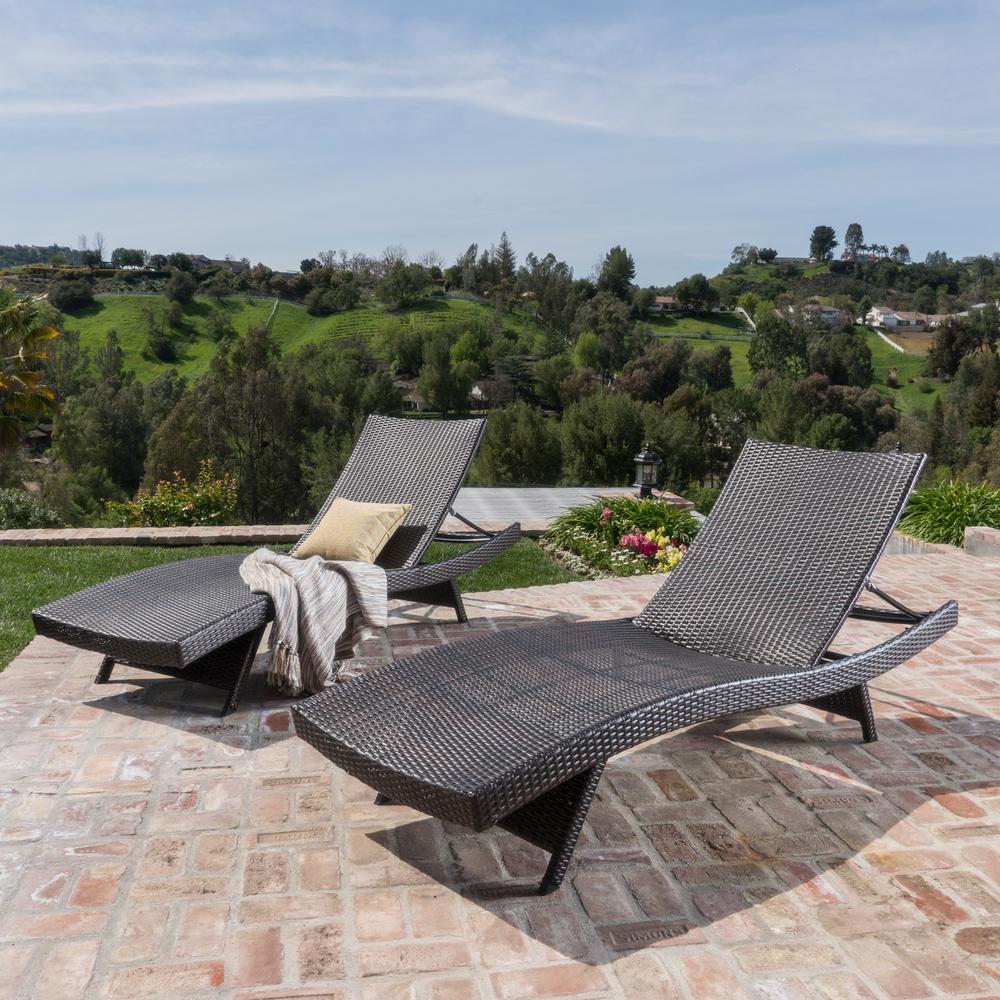 Salem Multi Brown 2 Piece Wicker Outdoor Chaise Lounge