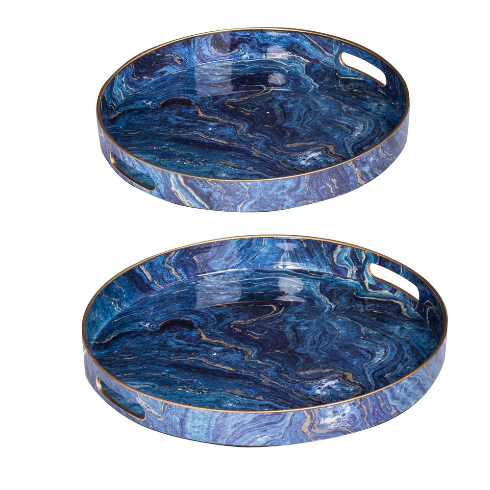 Blue Decorative Trays Home Accents The Home Depot