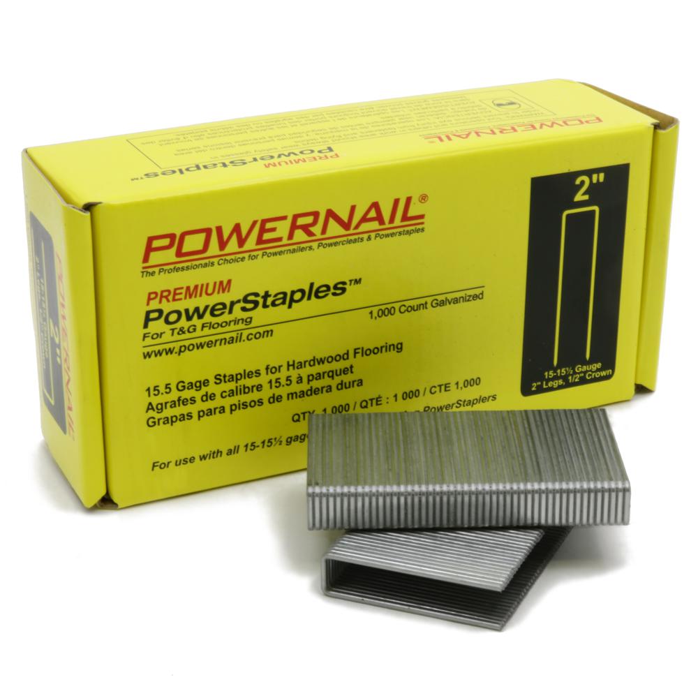 POWERNAIL PowerStaples 2 inch Leg x 1/2 inch Crown x 15-1/2-Gauge Steel Hardwood... by POWERNAIL