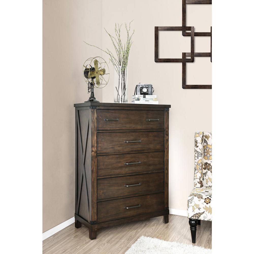 Bianca Dark Walnut Transitional Style Bedroom Chest Of Drawers
