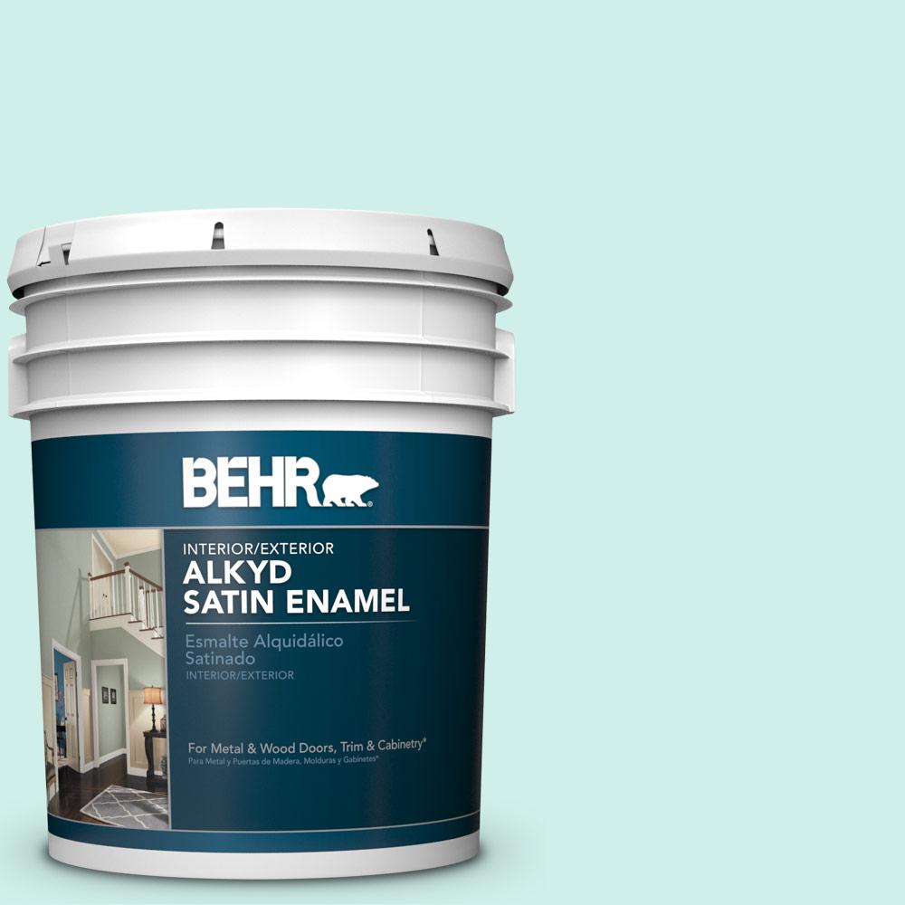 BEHR 5 gal. 490A1 Teal Ice Satin Enamel Alkyd Interior/Exterior Paint