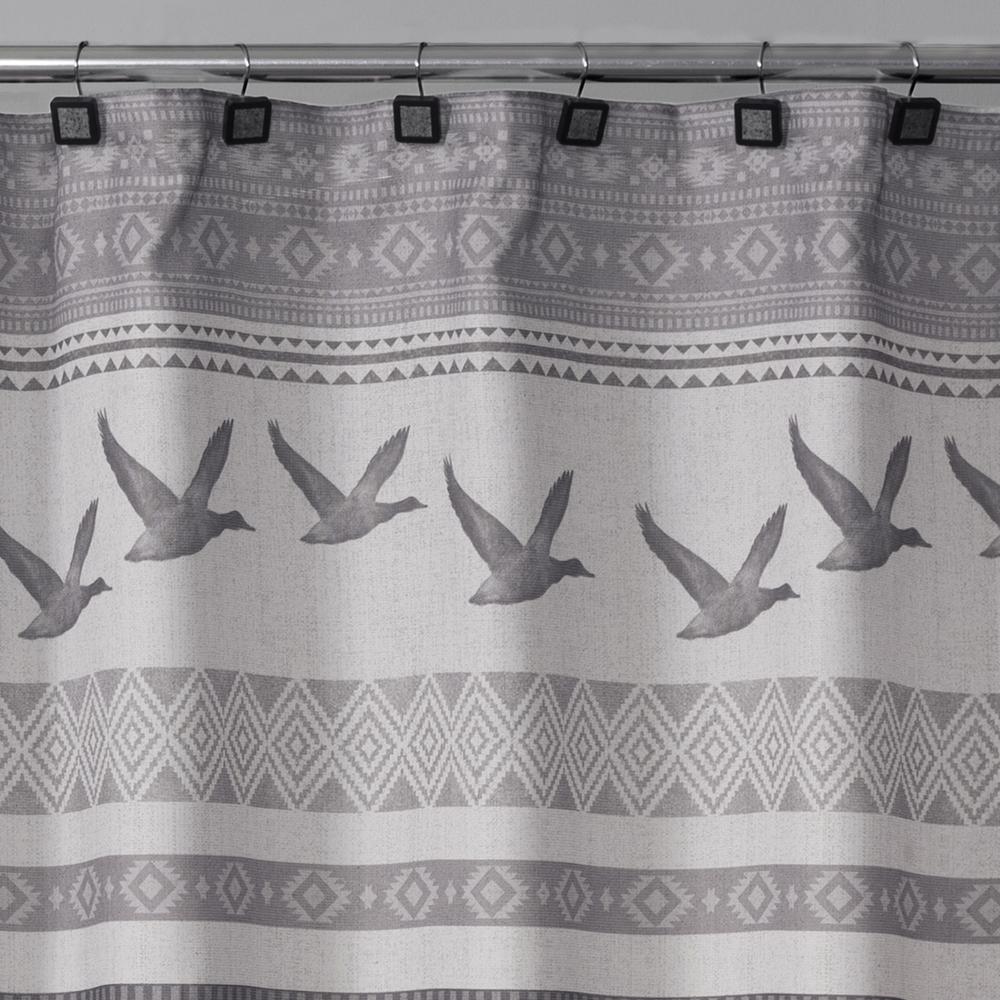Saturday Knight 72 In Gray Wilderness Calling Fabric Shower