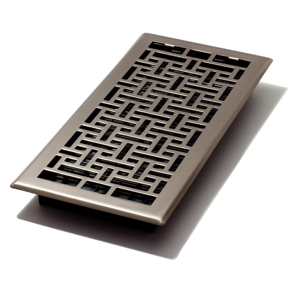 Decor Grates 6 In X 14 In Oriental Nickel Floor Register AJH614 NKL   Metallics Decor Grates Registers Grilles Ajh614 Nkl 64 1000 