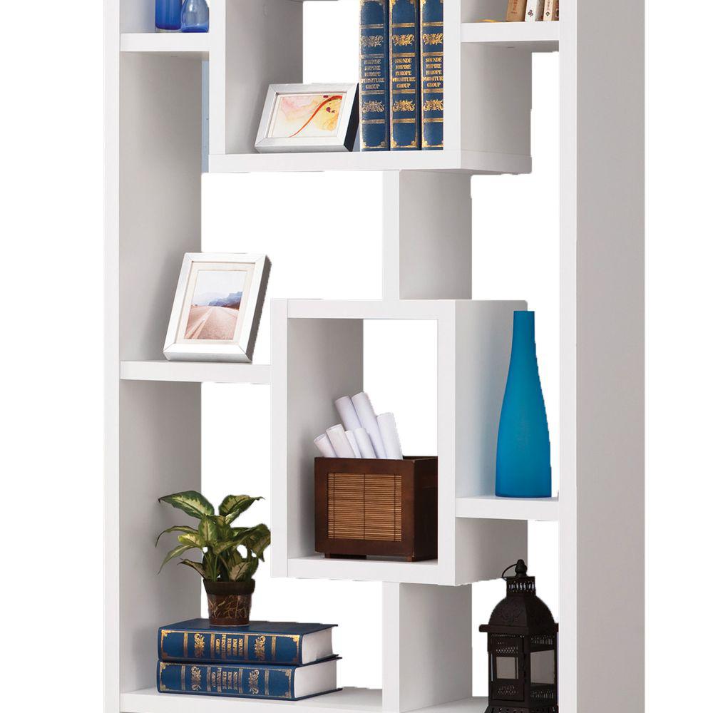 Benjara Fantastic White Geometric Cubed Rectangular Bookcase