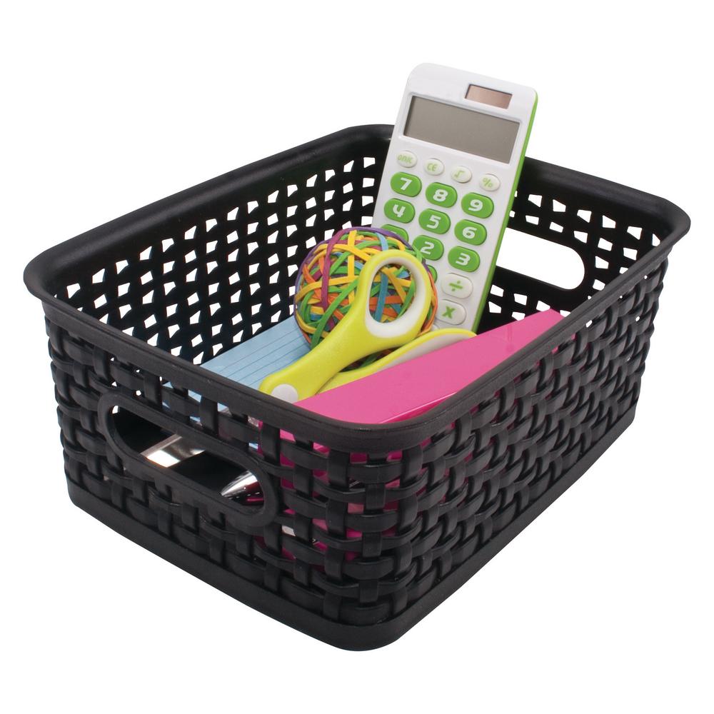 Simplify 13 in. D x 7 in. H x 10 in. W Beige Plastic Cube Storage Bin25434FEJ The Home Depot