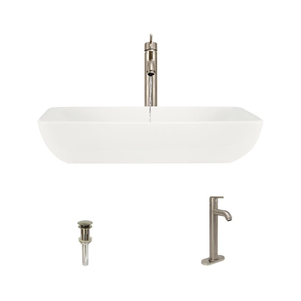 MR Direct Porcelain Vessel Sink in Bisque with 718 Faucet and PopUp