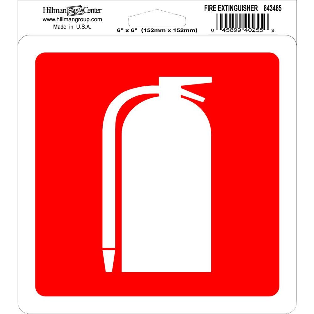 The Hillman Group 6 in. x 6 in. Self Adhesive Fire Extinguisher Sign ...
