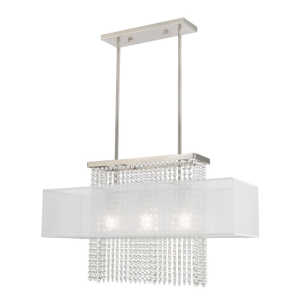 Livex Lighting Bella Vista 3Light Brushed Nickel Linear Chandelier