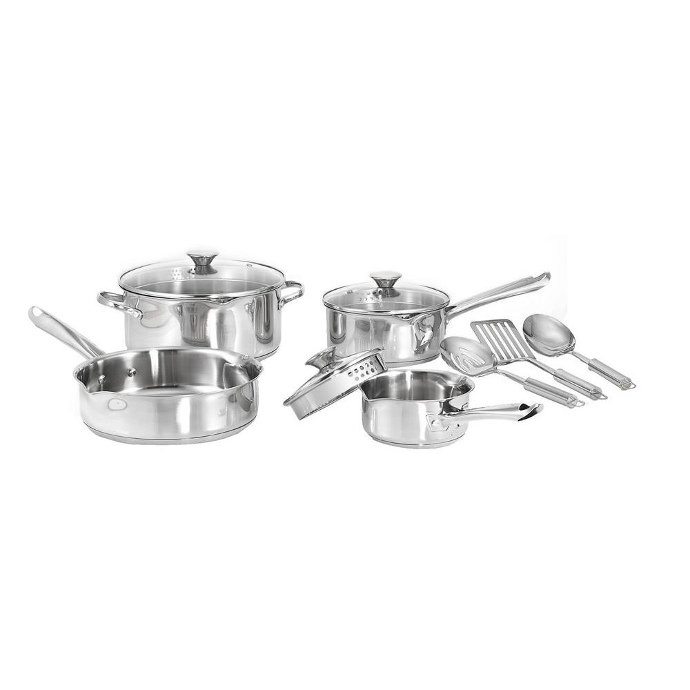 UPC 071108000605 product image for WearEver Cook and Strain 10-Piece Stainless Steel Cookware Set, Silver | upcitemdb.com