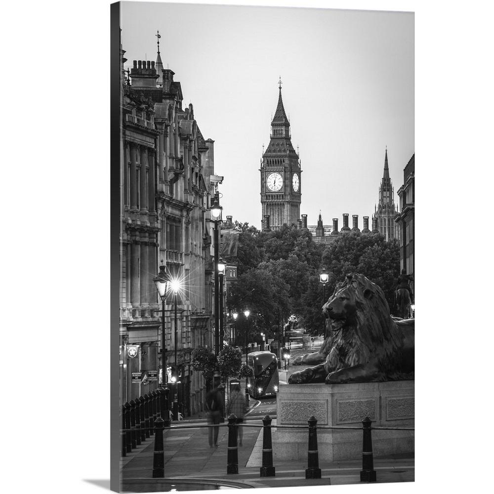 Greatcanvas Black And White Trafalgar Square Ben London Black And White Trafalgar Square Ben London England Uk By Circle Capture Canvas Wall Art
