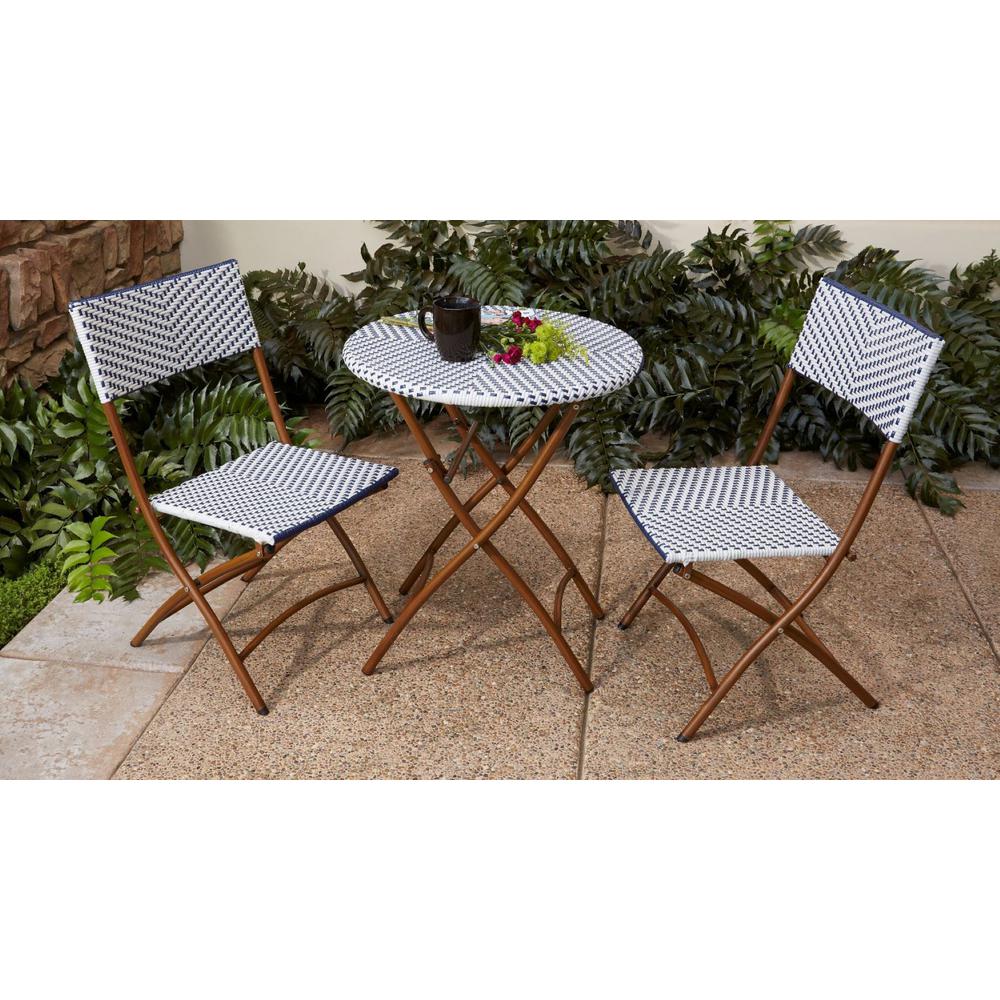 Hampton Bay French Caf 3 Piece Wicker Outdoor Folding Bistro Set