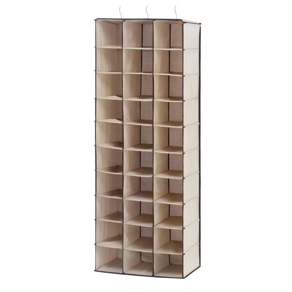 Whitmor 30-Pair Hanging Shoe Rack Shelves in Canvas with Espresso Trim Shoe... by Whitmor