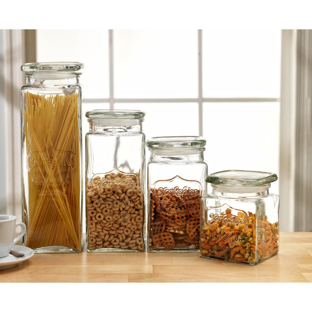Circleware Yorkshire 4 Piece Glass Canister Set With Glass Lids