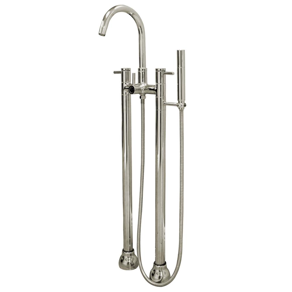 ANZZI Sol Series 3Handle Freestanding Claw Foot Tub Faucet with Hand Shower in Brushed Nickel