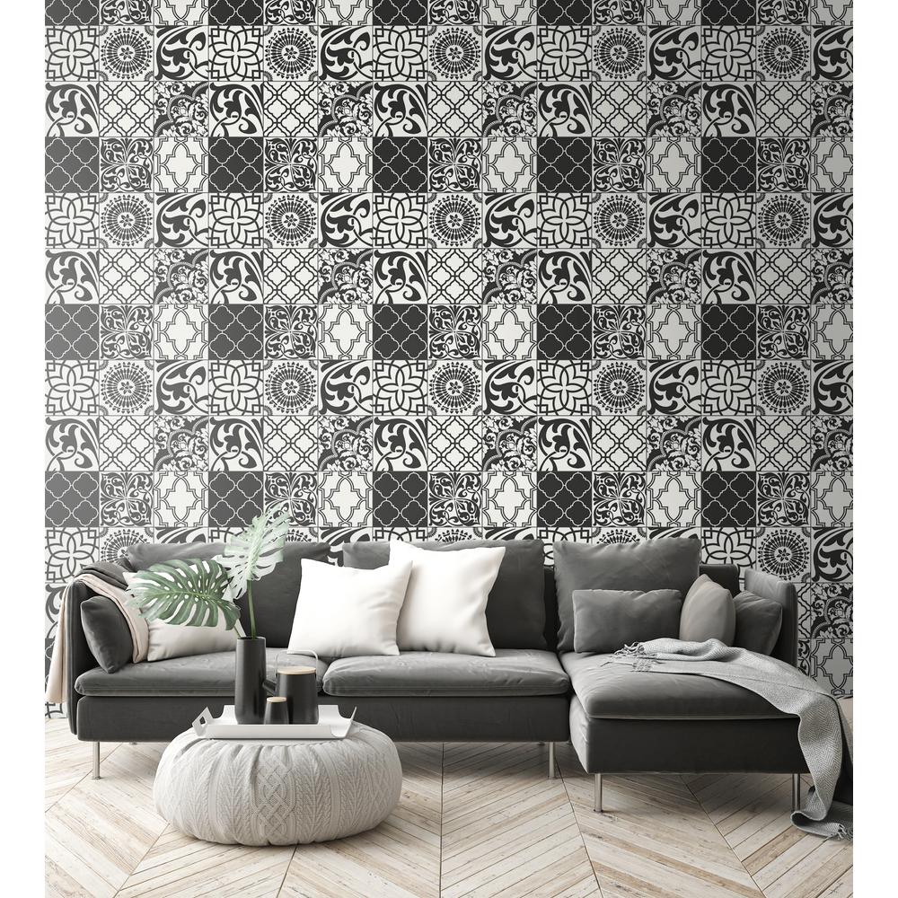Nextwall Black And White Graphic Tile Peel And Stick