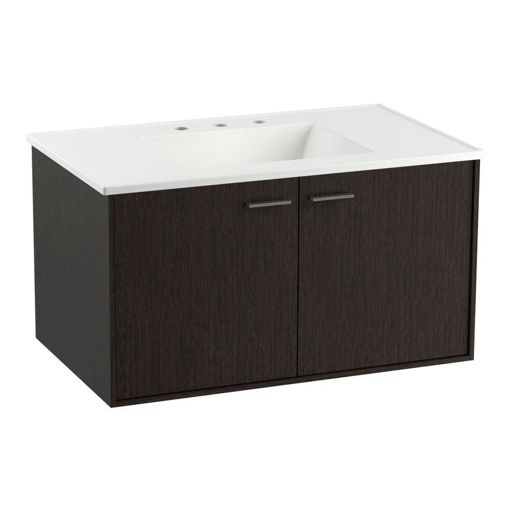 KOHLER Jute 36 in. Vanity in Satin Oak with Vitreous China Vanity Top