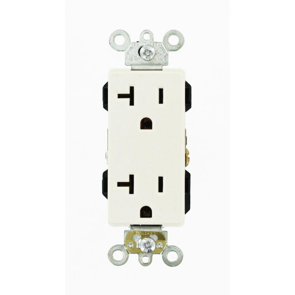 Leviton Decora Plus 20 Amp Commercial Grade Self Grounding Duplex ...