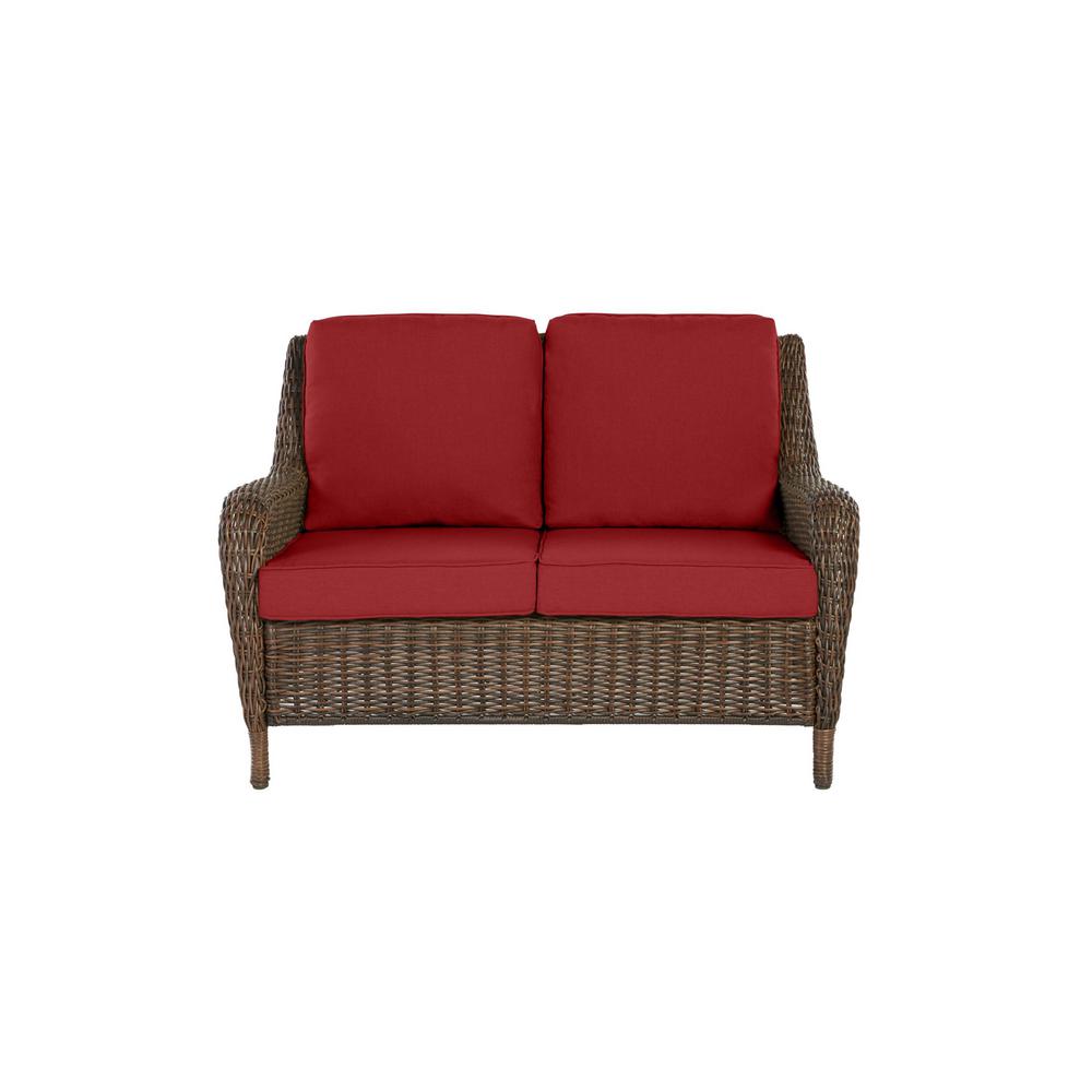 Hampton Bay Cambridge Brown Wicker Outdoor Patio Loveseat with