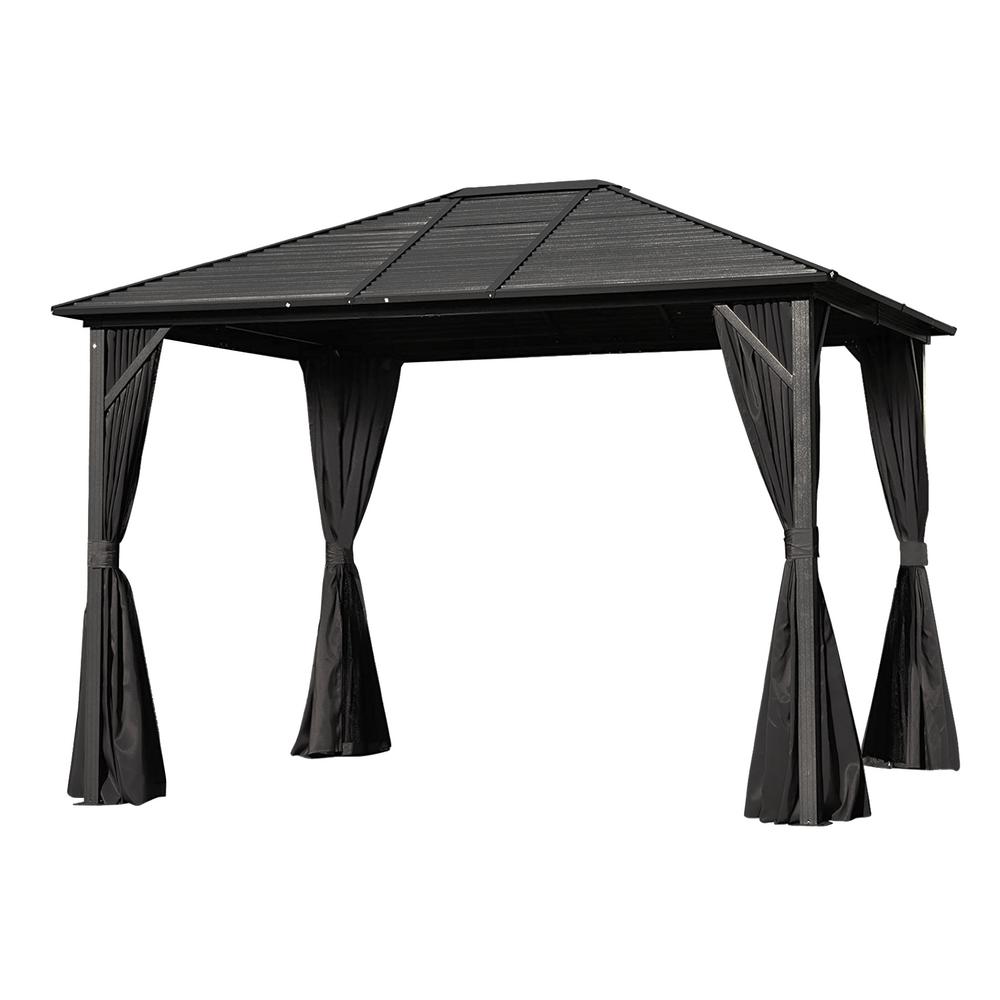 VEIKOUS 11.9 ft. W x 9.8 ft. D x 8.6 ft. H Steel Outdoor Garden Canopy ...