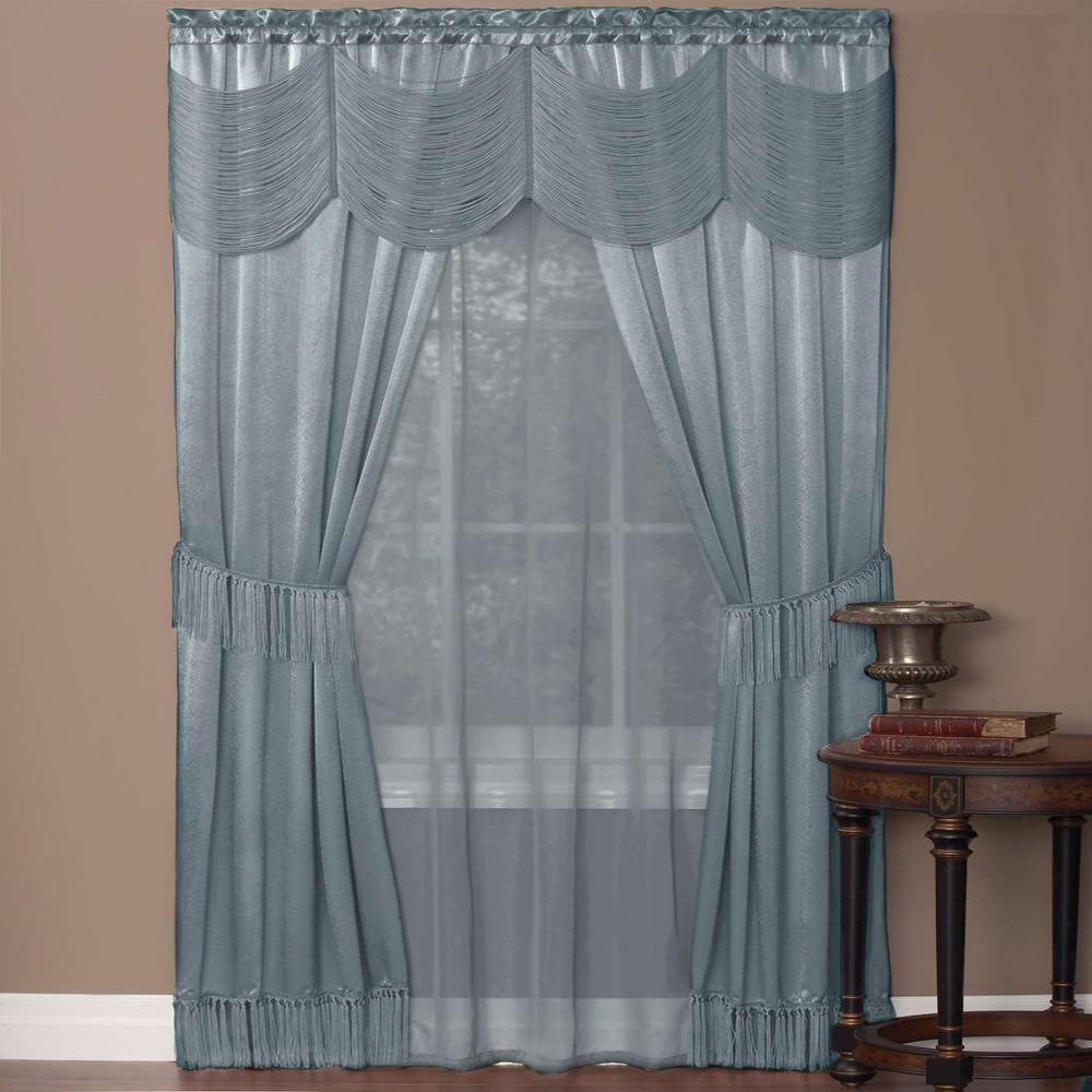Achim Sheer Halley Ice Blue Window Curtain Set 56 In W X 84 In