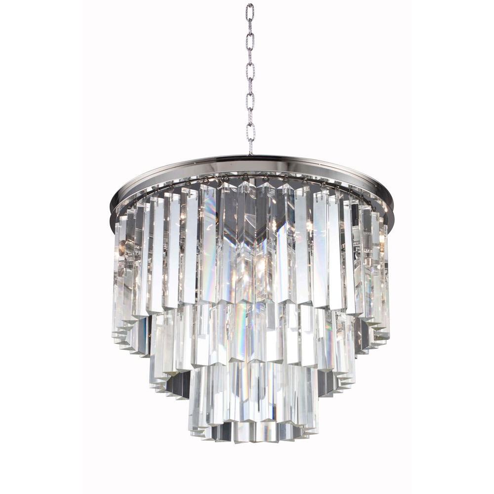 Elegant Lighting Sydney 9-Light Polished Nickel Chandelier with Clear ...