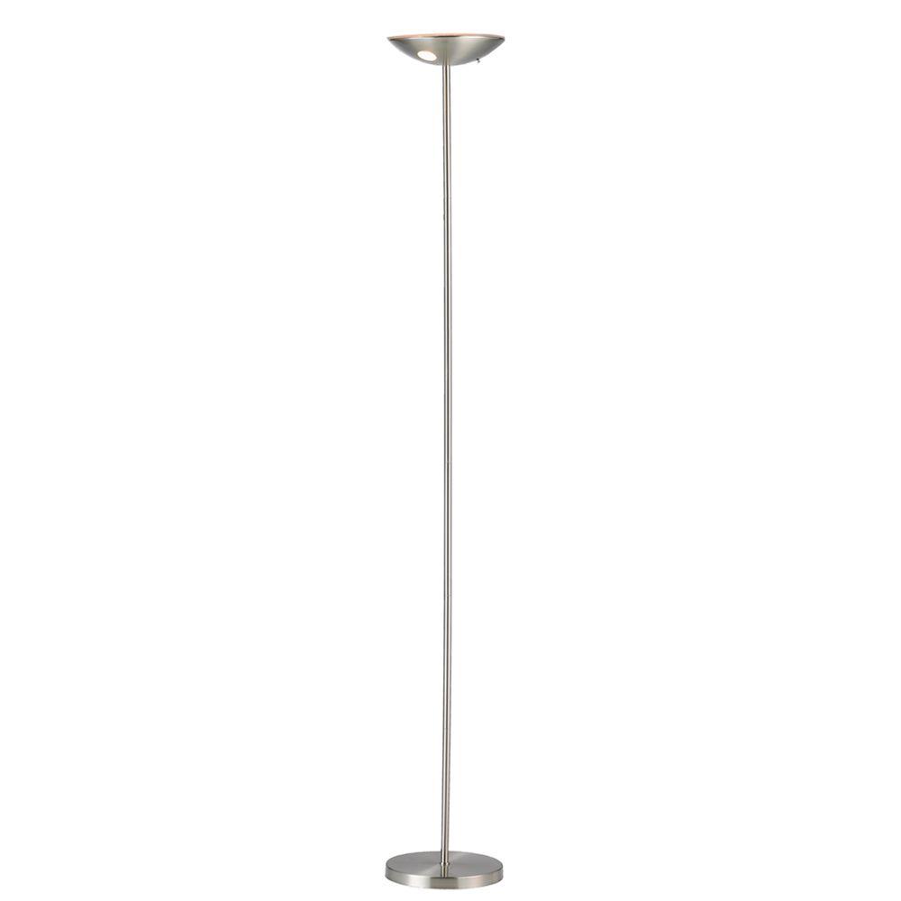 Led Brushed Nickel Floor Lamps The Home Depot Satin Steel Combo Torchiere