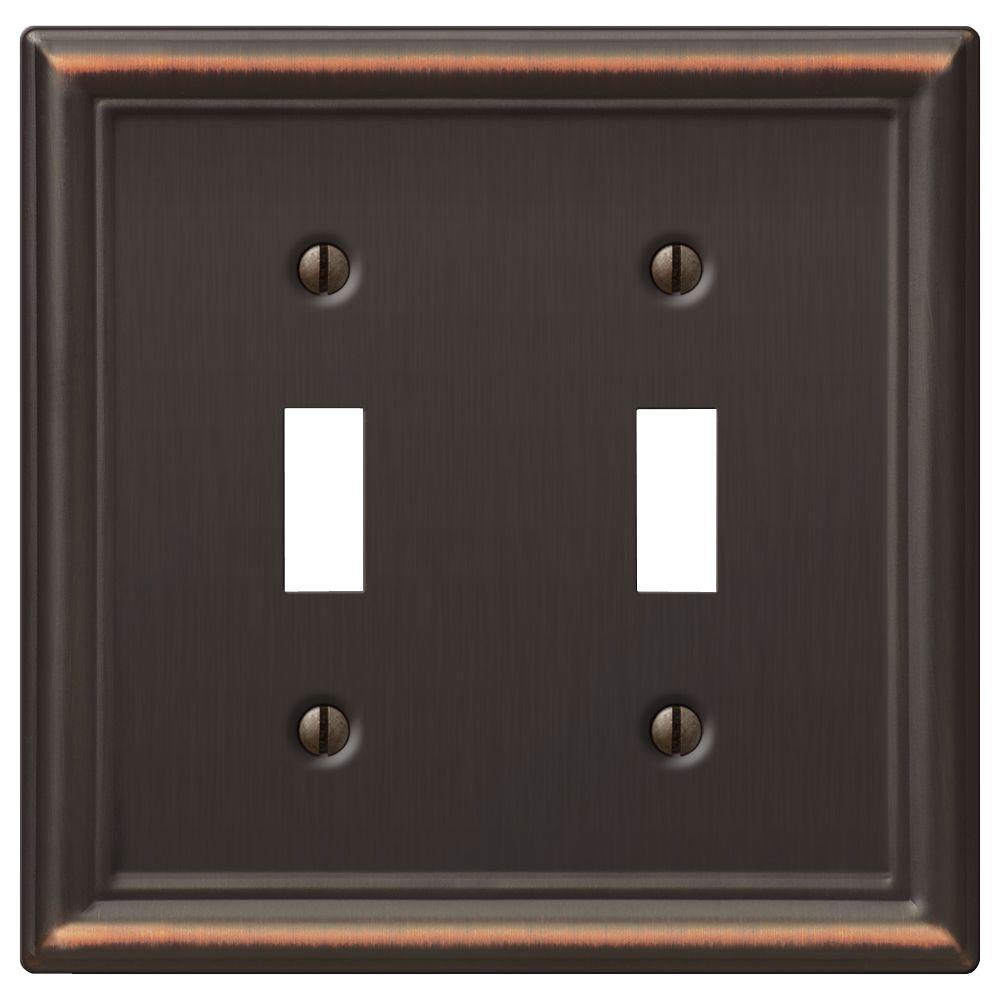 Hampton Bay Ascher 2 Gang Toggle Steel Wall Plate Aged Bronze Hampton Bay Ascher 2 Gang Toggle Steel