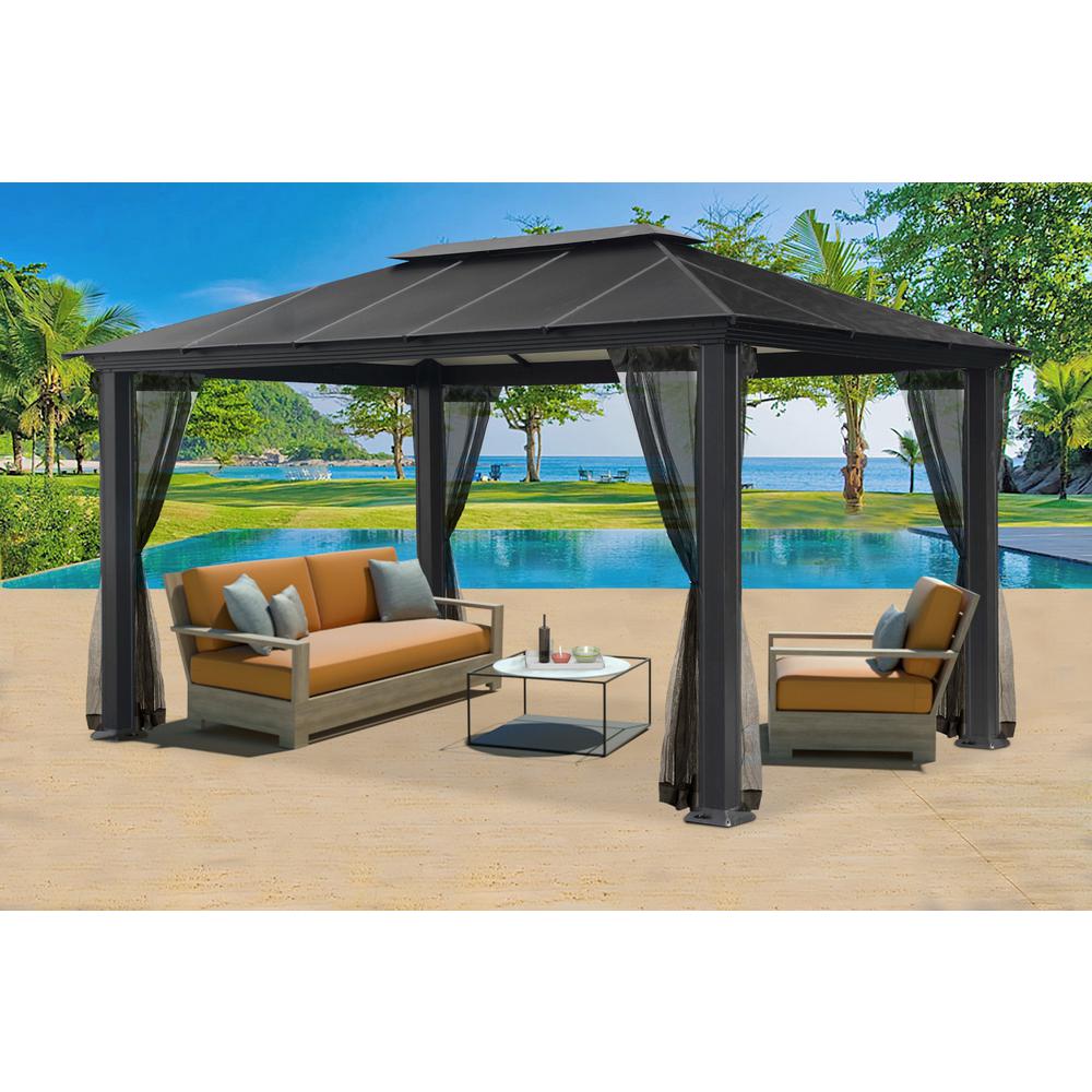 Patio Best Rated Gazebos Sheds Garages Outdoor Storage Aluminum Hard Top Gazebo With Mosquito Netting