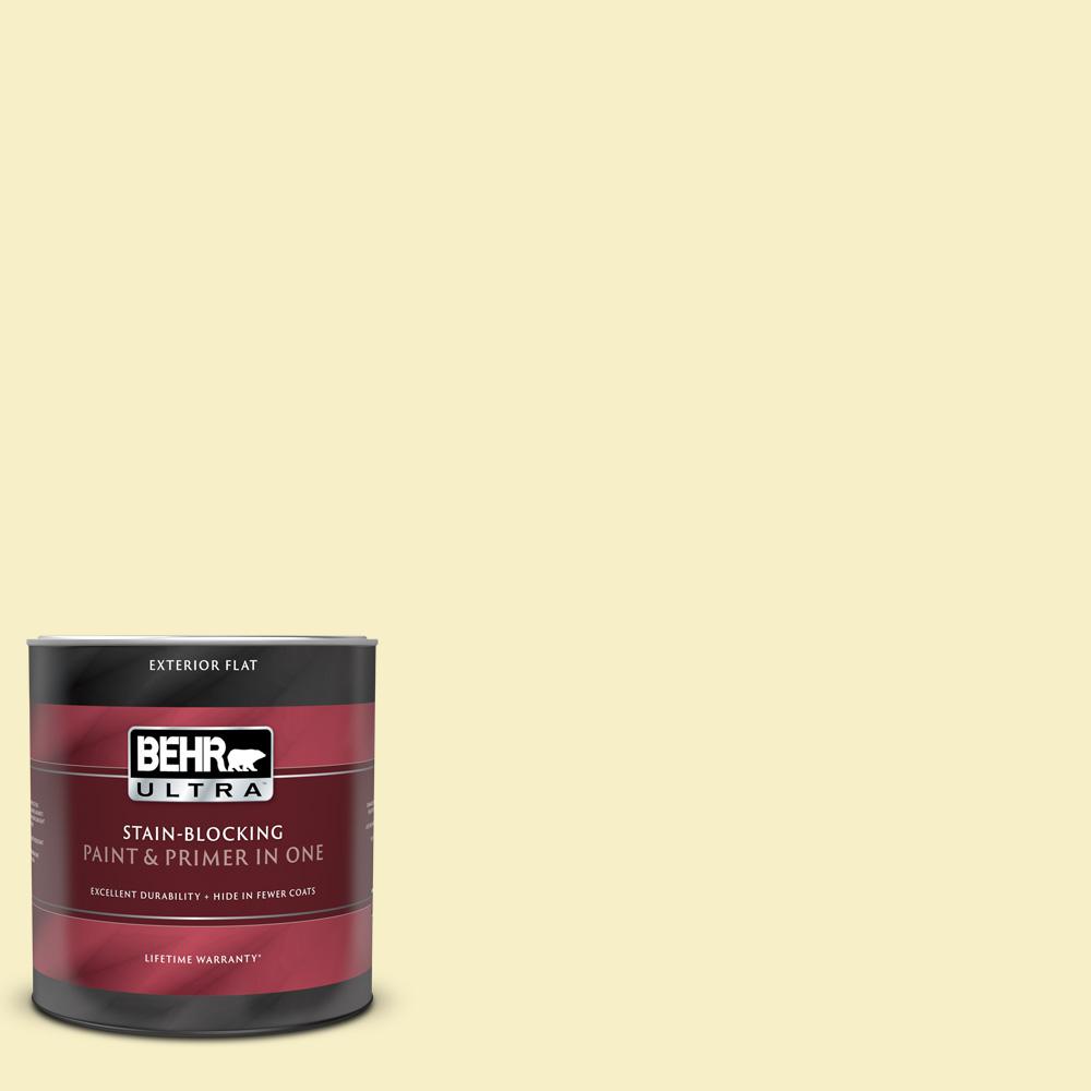 BEHR ULTRA 1 qt. 400A1 Candlelight Yellow Flat Exterior Paint and