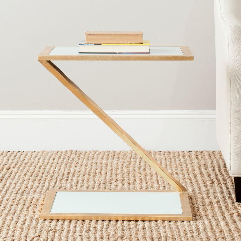 Home Decorators Collection Bella Aged Gold Glass Top End Table