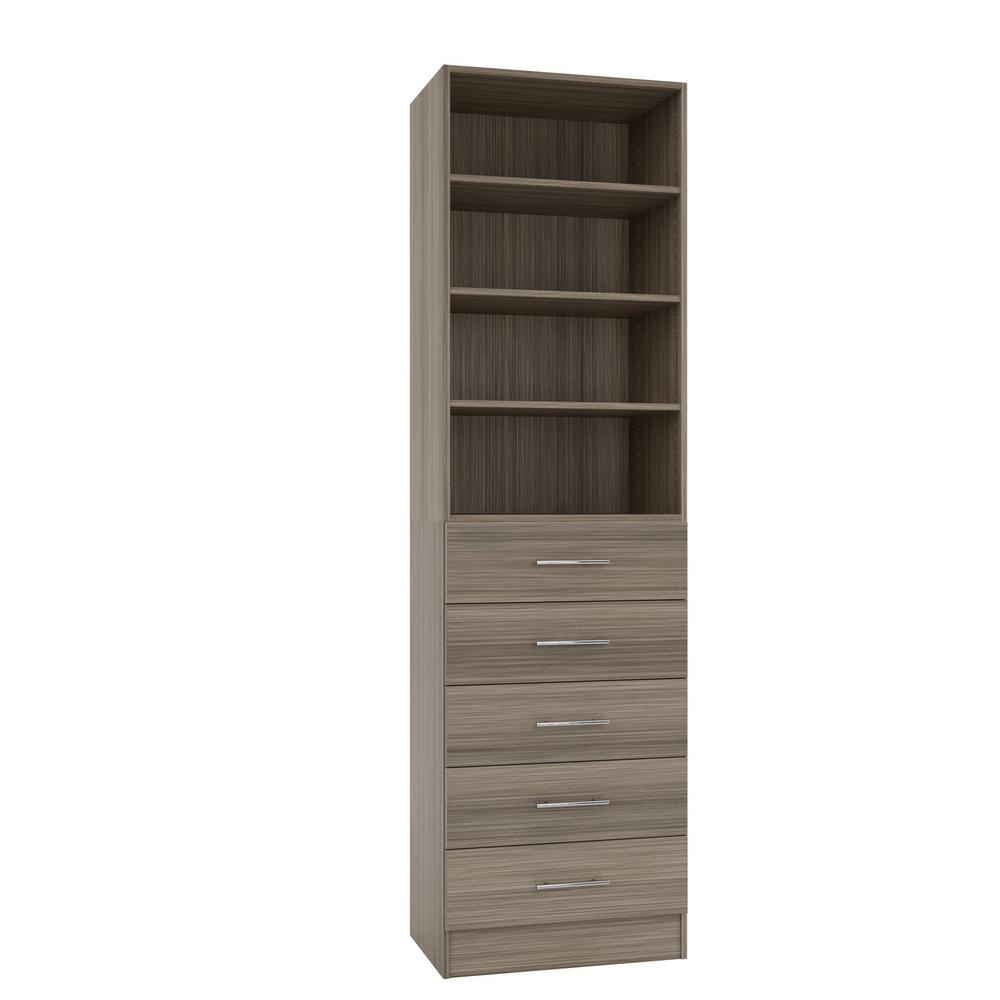 Home Decorators Collection 15 In D X 24 W 84 H Calabria H Calabria Platinum Melamine With 4 Shelves And 5 Drawers Closet System Kit