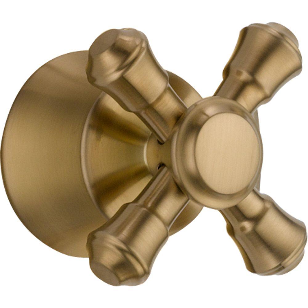 Delta Cassidy Tub and Shower Faucet Metal Cross Handle in Champagne