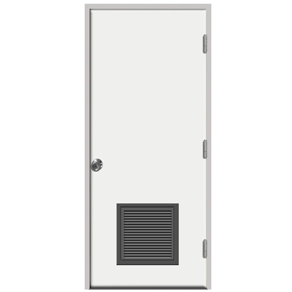 Steves Sons 24 In X 80 Premium Vented Flush White Primed Left Premium Vented Flush White Primed Left Hand Outswing Steel Prehung Front Door With 4 In Wall