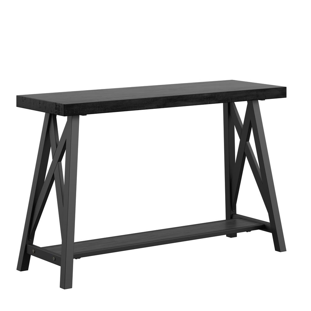 HomeSullivan Grey Wood Sofa Table With 2 Drawers 40E986GY 05 The Home   Black Homesullivan Console Tables 40e460bk 05 64 600 