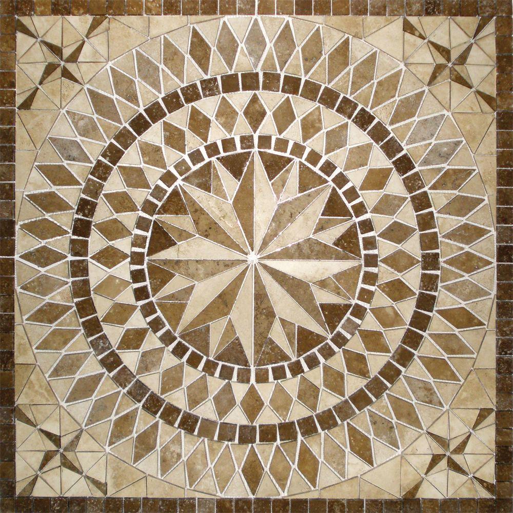 Msi Del Sol Medallion 36 In X 36 In Travertine Floor And Wall