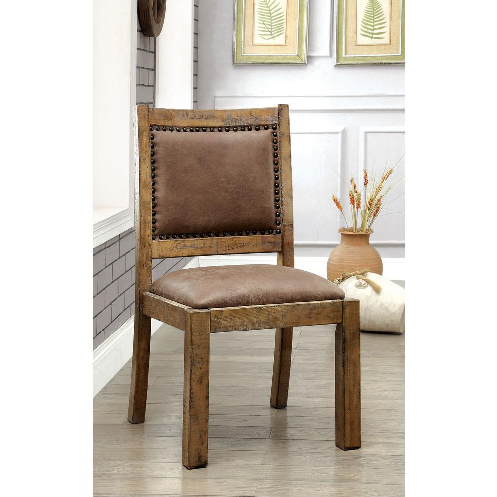 Gianna Rustic Pine And Brown Cottage Style Side Chair Cm3829sc 2pk