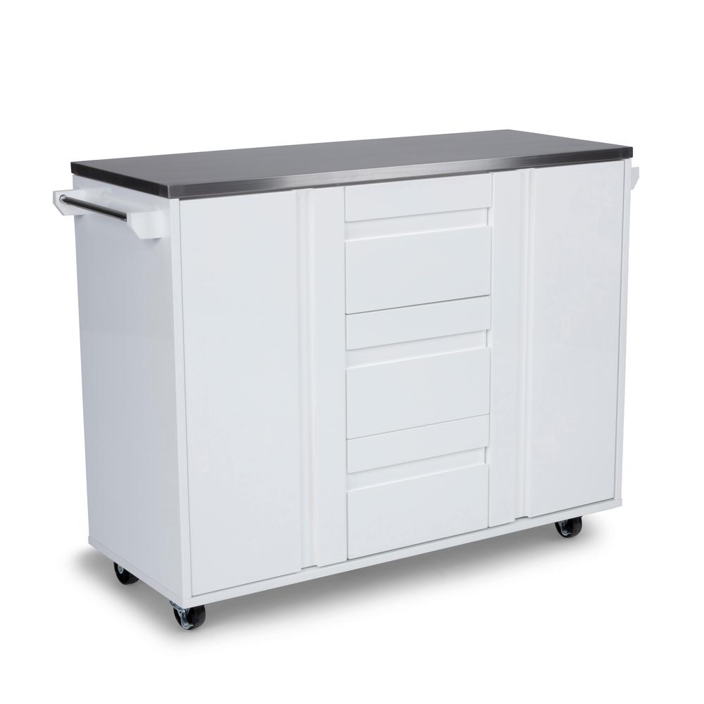 HOMESTYLES Savannah White Kitchen Cart with Stainless Top521995 The